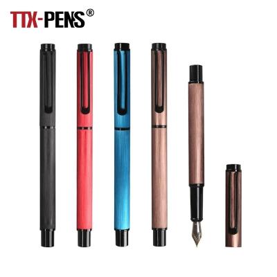 China Student TTX Luxury Premium Black Silver Custom Multi Color Small Nibs Metal Fountain Pen Set With Logo for sale