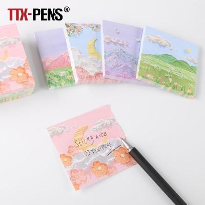 China Self-Adhesive TTX School Diary Writing Cute Kawaii Self-adhesive Offset Paper Multicolor Custom Shapes Memo Sticky Note With Logo for sale