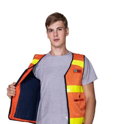 China Regular Length Fashion Orange Yellow Short Sleeve Summer Cool Water Cycle Cooling Vest for sale