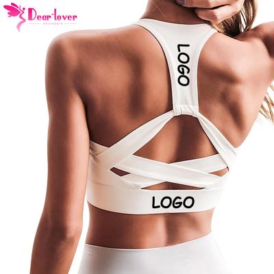 China Wholesale Custom Sports Breathable Logo Wear Women Sports Bra High Quality Custom Logo Tops Printed Yoga Bra Fitness for sale