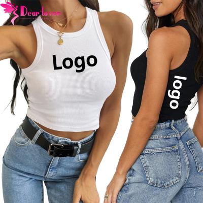 China 2022 Custom Hot Ribbed Women'S QUICK DRY QUICK DRY Logo Crop Tank Tops Summer Lady White Black for sale