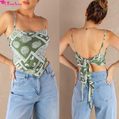 China 2022 QUICK DRY new fashion design QUICK DRY tie wraps floral vintage crop top Cami Top Scarf Print Tank for sale