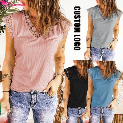 China Custom Women Cami Shirt Lace Crochet Summer QUICK DRY Dear-lover Logo Casual Sleeveless V-Neck QUICK DRY Vest Ribbed Tank Top for sale