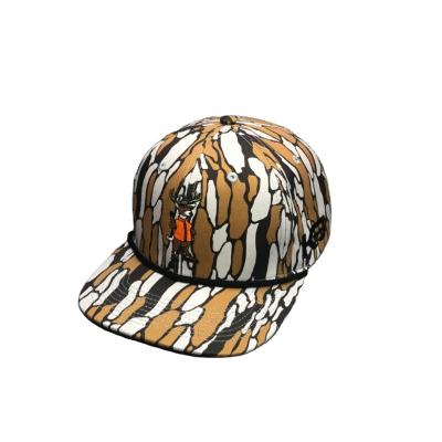 China European and American Style Wholesale Custom 6 Panel Camo pattern snapback Hat with logo Embroidery  Logo Structured rope Cap for sale