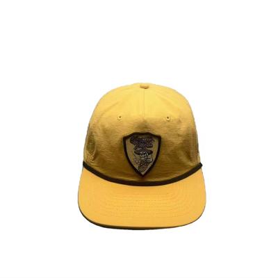 China Waterproof Custom 5 panels Semi-Structured Nylon material Snapback Hat with woven patch logo for sale