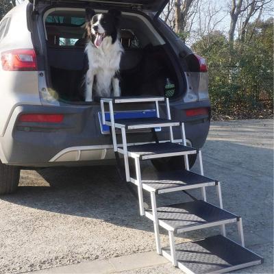 China Foldable Dog Car Step Stairs Dog Ramp for Car, Lightweight Portable Large Dog Ladder for sale