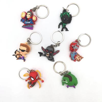 China Custom Key Chain Popular Super Heroes PVC 2D 3D Logo Rubber Keychain Wholesale Any Shapes Motorcycle Key Chain With Name Logo for sale