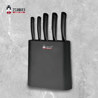 China Sustainable Wife Stainless Steel Kitchen Chef Knife Set 5Cr15MoV 6 Pcs Smart Kitchen Knife Set With Black Holder for sale