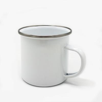 China Viable Popular Blank White Sublimation Custom Steel Camping Mug Enamel With High Quality for sale