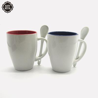 China OEM Viable Logo Products Cheap Ceramic Reusable Dropshipping Coffee Mug With Spoon for sale