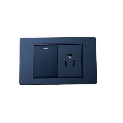 China US Residential / General Purpose 118 Series Switch Outlet and 3 Pin Socket Black PC Panel 1 Switch And Receptacle Set for sale