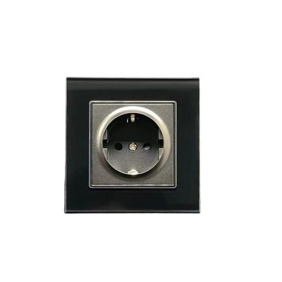 China OEM Residential/Multi-Purpose Black European Standard Electrical Hardware Wall Glass German Lamp Switch for sale