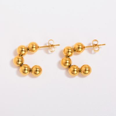 China Hot sale punk high quality 14k gold plated circle earrings cheap earrings wholesale hanging beaded earrings for sale