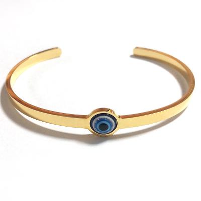 China Stainless Steel CLASSIC Set Bamboo Jewelry Gold Plated Indian Evil Eyes Bangle Bracelets For Jewelry Making for sale