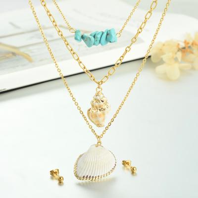 China CLASSIC Fashion Personalized Luxury Gold Shell Pendant Necklace Women Jewelry Sets For Wedding for sale