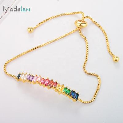 China Modalen Women Stainless Steel Tennis Rainbow Bracelet CLASSIC Chain Stone Jewelry for sale