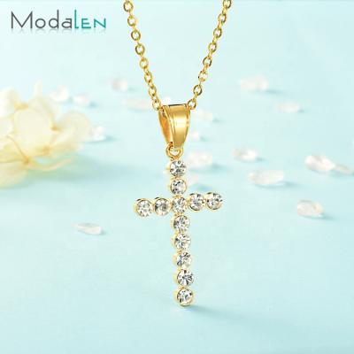 China Wholesale Quartz Gemstone Hiphop Modalen Stainless Steel Fashion Cross Pendant for sale