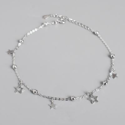 China Korean Sterling Silver Women Anklets With Star Of 925 CLASSIC Ball Charm Chain Foot Anklet Bracelet for sale