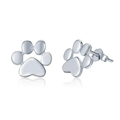 China Cute Fashion Dog Animal Footprints Stud Earrings Simply Shape 925 Sterling Silver Jewelry for sale