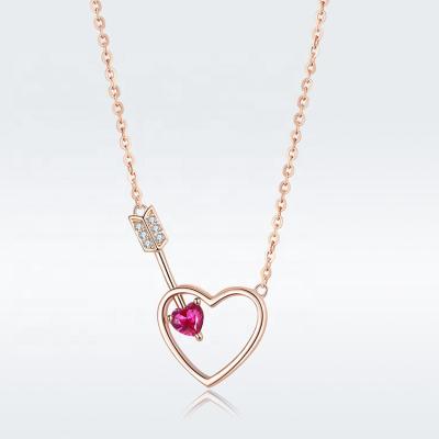 China Modalen Arrow Zircon Heart Charm Cute Hollow Chain 925 Sterling Silver Necklace for sale