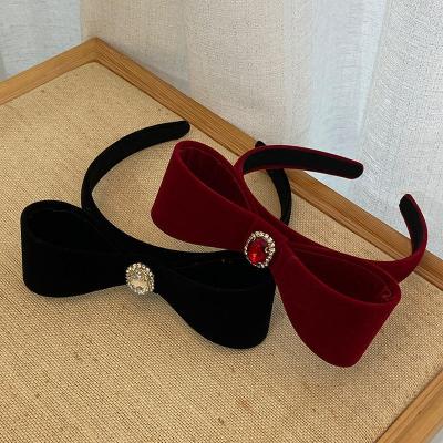 China Elegant Red Princess Head Bands Women Velvet Bow Luxury Baroque Headband Design Hair Decoration Shape To Hair Accessories Sweet Girls Headwear for sale