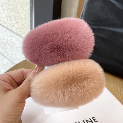 China Popular Women Girls Hair Accessories Winter Hair Clips Rabbit Fur Hair Clips New Arrival Soft Korean Rabbit Fur Plush Hair Decoration for sale