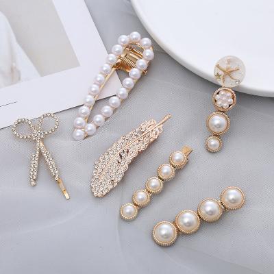 China Hot Selling Metal Stats Pin New Design Gold Metal Hair Clips Hair Decoration Pearl Hair Clips Ladies Fashion Custom Luxury Jewelry Clips Hair Accessories for sale