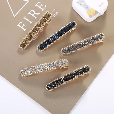 China New Hair Decoration Shiny Colorful Rhinestone Long Platypus Hair Clips Popular Bling Bling Alloy Girl Crystal Bobby Hair Pins For Baby Hairpins for sale