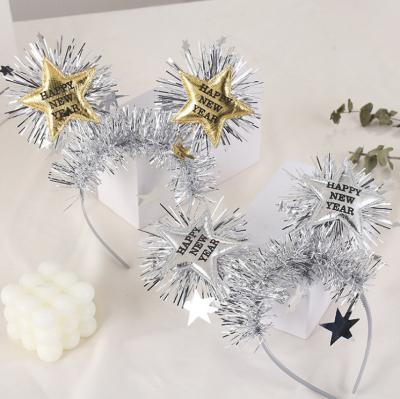 China Hair Decoration Happy New Year Stars Hairband Silver Foil Tinsel Home Party Accessories Christmas Decoration Fashion Hair Accessories for sale