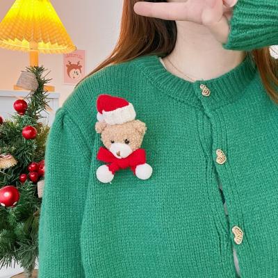 China Soft Christmas Brooches Fashion Hairpin Children Festival Clothing Decoration Teddy Bear Christmas Brooches Brooches for sale