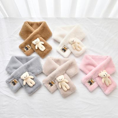 China Little White Bear Cartoon Winter Daily Life Crossover Scarf Faux Rabbit Fur Warm Thick Girly Scarf Outdoor Korean Cute Plush Scarf for sale