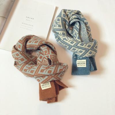 China Outdoor daily life INS flower girls boys small knitted woolen children's scarf autumn and winter warm scarf ethnic scarves shawls for sale