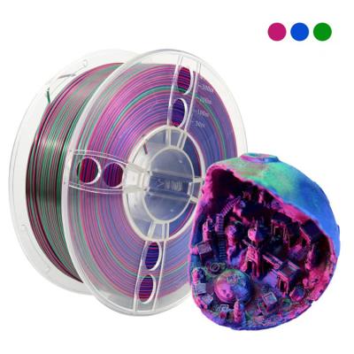 China OEM PLA 1kg tricolor silk filament tricolor color for 3d printing 1.75mm dual color 1KG filament for sale