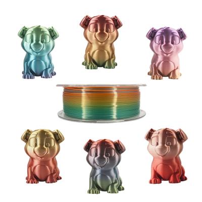 China PLA Filament Manufacturing 1.75mm 1KG Multicolor Rainbow 3D Silk PLA Filament For 3D Filament PLA for sale