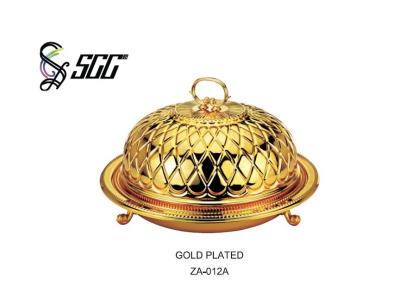 China High Grade Real Gold Plated Sweet Dish Dome Food Cover For Serving Food , Buffet Dinner Plates for sale