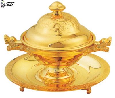 China Dargon Shaped Handles Gold Plated Shark fin Soup Bowls with Handles for sale