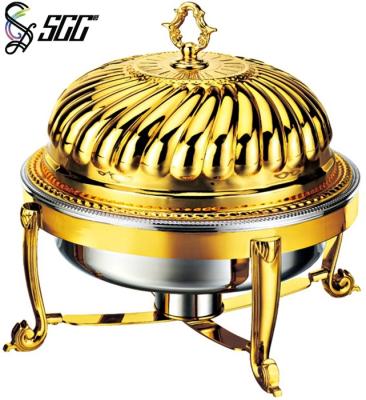 China Aristocratic Round Crown Gold Plated Plate With 12.5 '' Cover For Middle East Market for sale