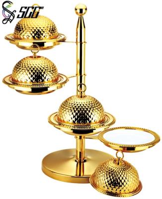 China Inovative Gold Plated Plate With Cover Display Stand For Hotel , Stainless Steel Dome Plate Covers for sale