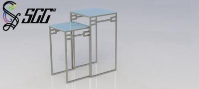 China Square Stainless Steel Tempering Glass Top Buffet Table for Afternoon Tea , Kitchen Buffet Table  for sale