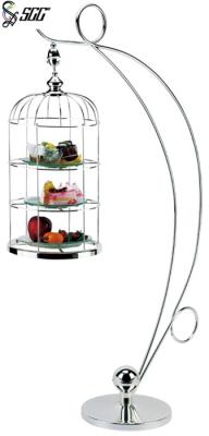 China 3 Tier Afternoon Tea Stands , Hanging Bird Cage Style Afternoon Tea Cake Stand for sale