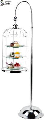 China Adjustable Height Stainless Steel Afternoon Tea Stand For 5 Star Hotel for sale