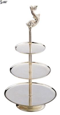 China Exquisite 3 - Tiers Polished Dessert Display Stands 18/10 SS Pastry Stand for sale