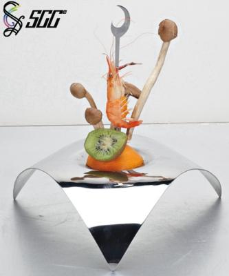 China Mirror Polished Triangle Dessert Display Stands / Dinner Display Stand for sale