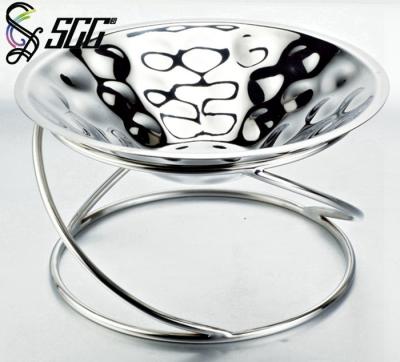 China Round 18/8 Stainless Steel Buffet Display Stand With Hand Hammered Point Bowl for sale