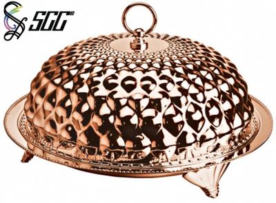 China Hotel Copper Plated Stainless Steel 304 Plate With Cover , Food Dome Cover for sale