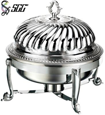 China Crown Shape Stainless Steel Round Chafing Dish Heated By Chafing Fuel for sale