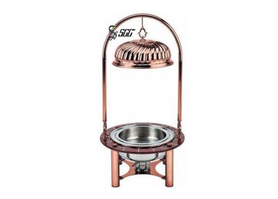 China Elegant Rose Gold Plated Chafing Dish With Tempering Glass Base for sale