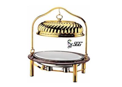 China Royal Style Oval Buffet Chafing Dish With Gold Plated Tempering Base for sale