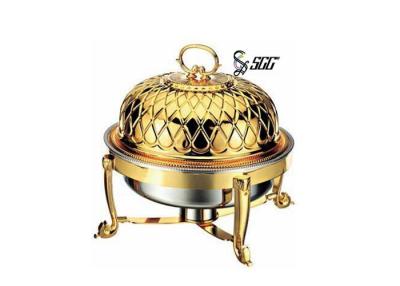 China Gold Plated Fuel Heating Chafing Dish , Round Chafing Dishes Stainless Steel for sale