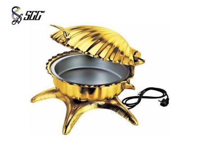 China Stainless Steel Electric Heating Shell Shape Chafing Dish Gold Plated for sale